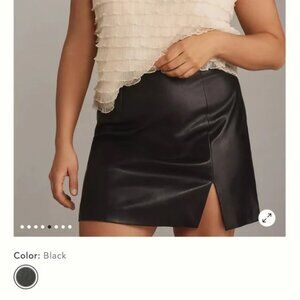 Maeve Black Leather Mini Skirt
